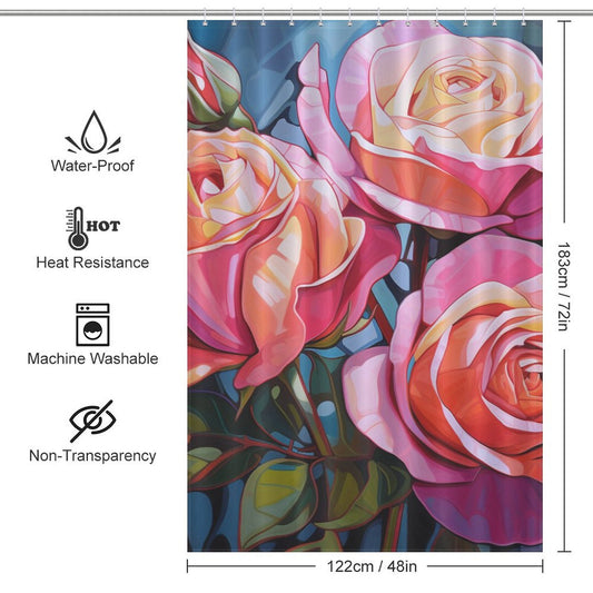 DelicateBlossom Pink Rose Shower Curtain