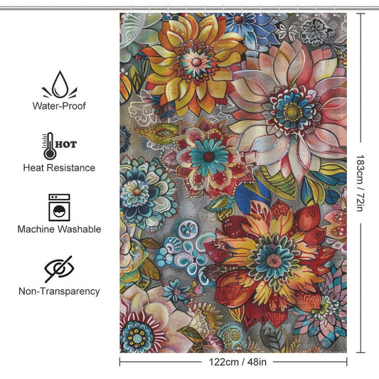 Delicate Floral Boho Shower curtain