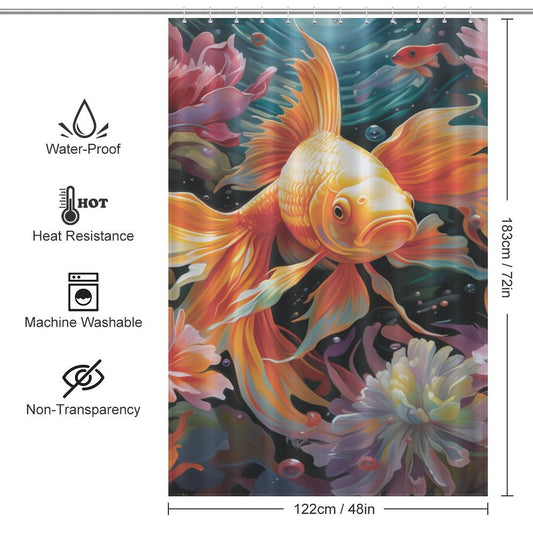 Dive into Tranquility with Goldfish Shower Curtain