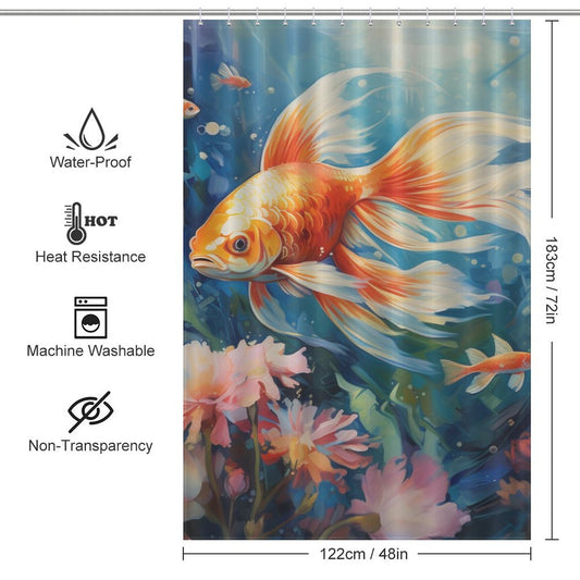 Dreamy Goldfish Shower Curtain for a Serene Ambiance