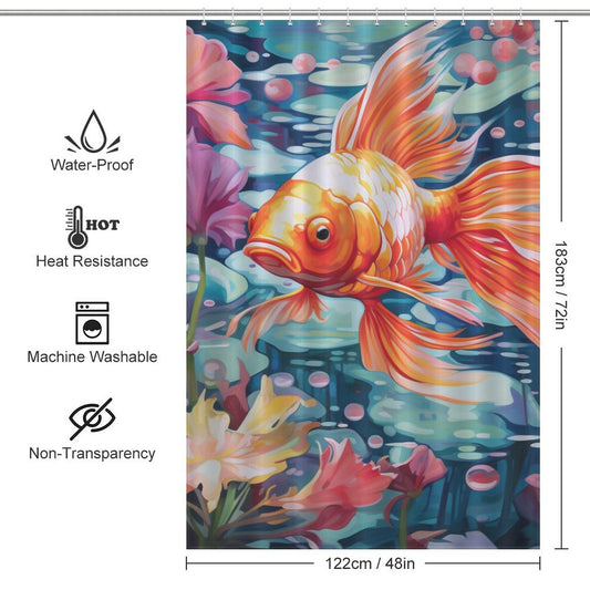 Dreamy goldfish shower curtain