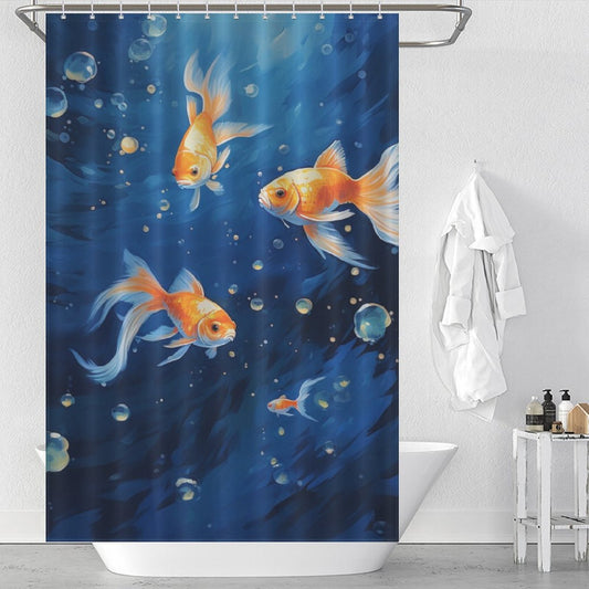 Dynamic goldfish shower curtain Flora