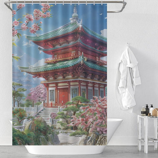 Eastern Elegance Pagoda Shower Curtain