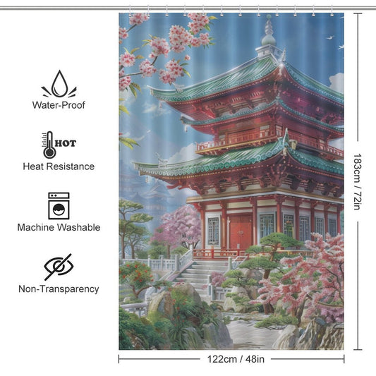 Eastern Elegance Pagoda Shower Curtain