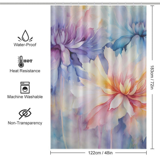 Elegant and Vibrant Watercolor Floral Shower Curtain
