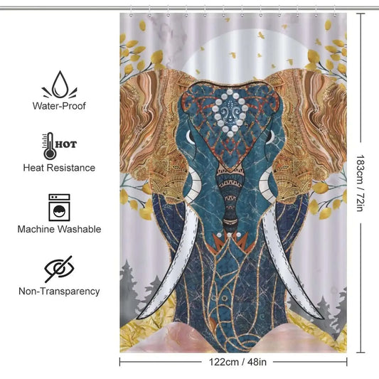 Enhance your bathroom decor with the Cotton Cat Boho Elephant Shower Curtain. This waterproof curtain effortlessly combines style and functionality, ensuring the perfect blend of elegance and practicality.