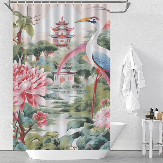 Exotic Birds Chinoiserie Shower Curtain