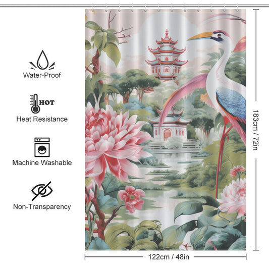 Exotic Birds Chinoiserie Shower Curtain