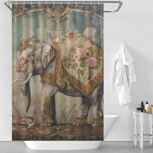 Exquisite Flower Elephant Shower Curtain