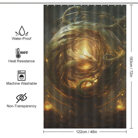 Fantasy Flame Dragon Shower Curtain