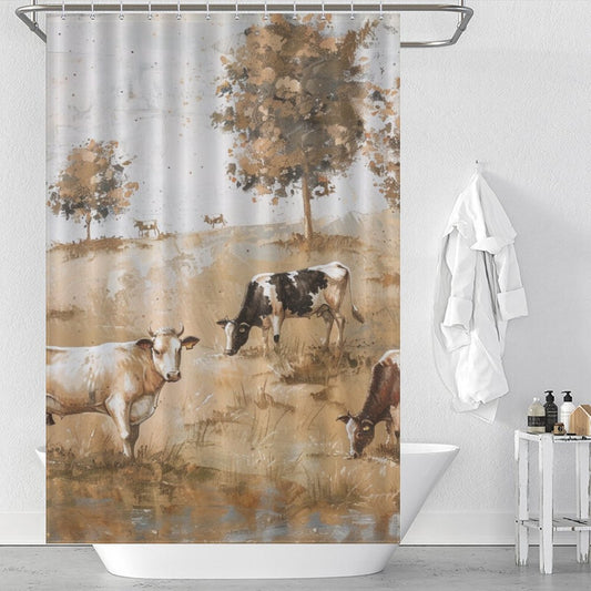 Farmhouse Cow Shower Curtain
