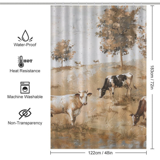 Farmhouse Cow Shower Curtain