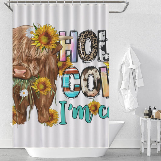 Farmhouse Cute Furry Cow Shower Curtain