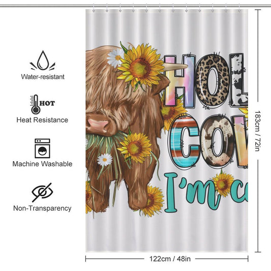 Farmhouse Cute Furry Cow Shower Curtain