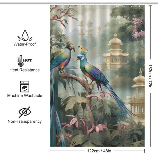 Floral Chinoiserie Shower Curtain