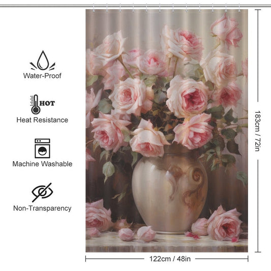 Floral Elegance Pink Rose Shower Curtain