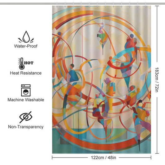 Fun-Filled Rings Hula Hoop Shower Curtain