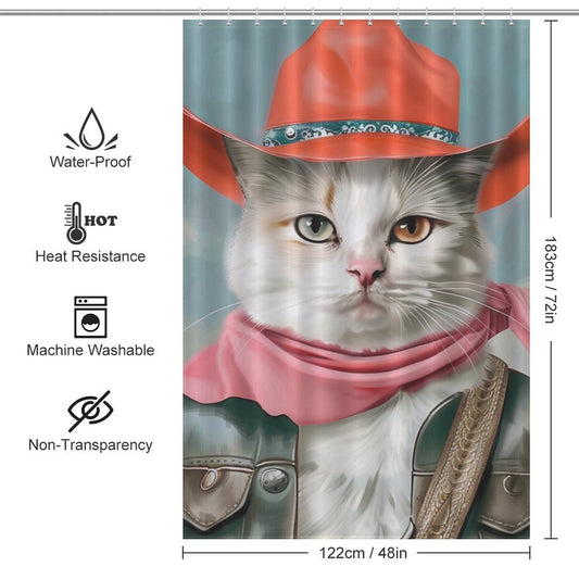 Funny Fat Cowboy Cat Shower Curtain
