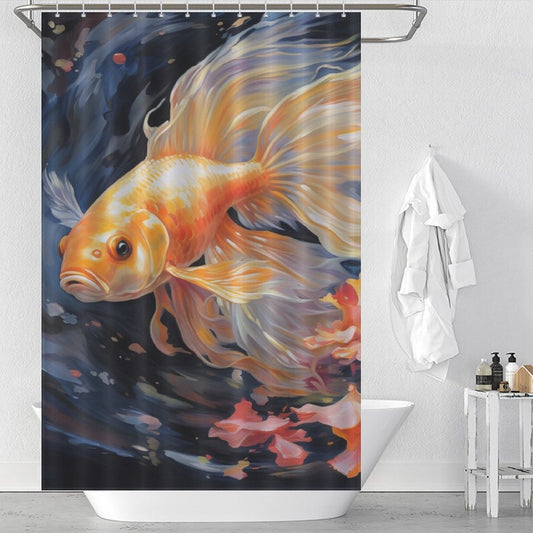 Graceful goldfish shower curtain Art