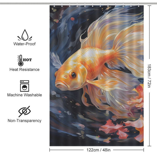 Graceful goldfish shower curtain Art