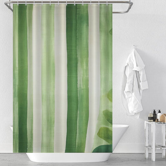 Green Stripe Shower Curtain