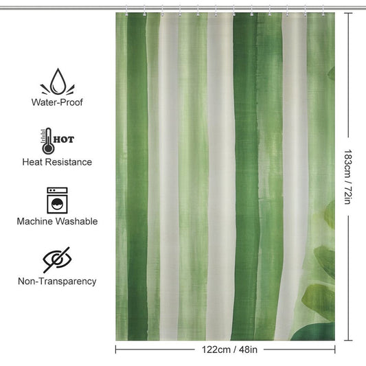Green Stripe Shower Curtain