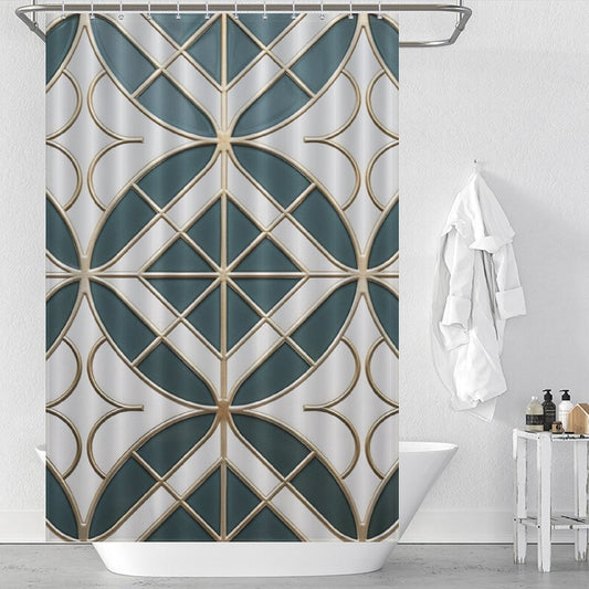 Green Stylish Lattice Shower Curtain