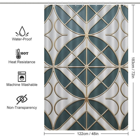 Green Stylish Lattice Shower Curtain