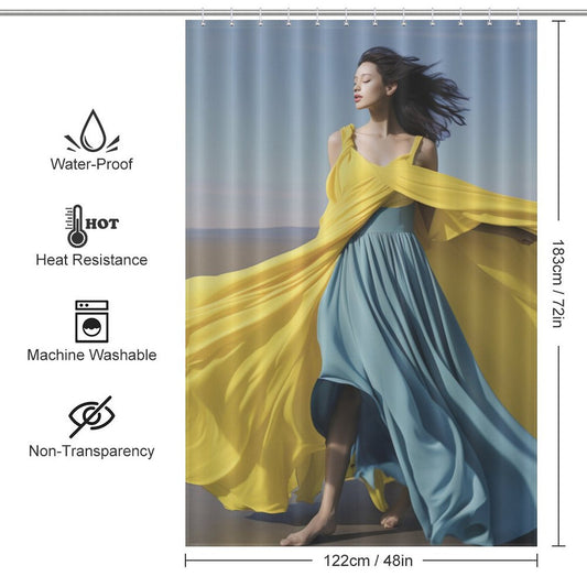 Harmony Yellow Gray Blue Curtain