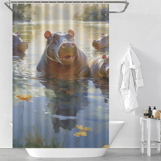 Hippo Shower Curtain Jovial Ballet