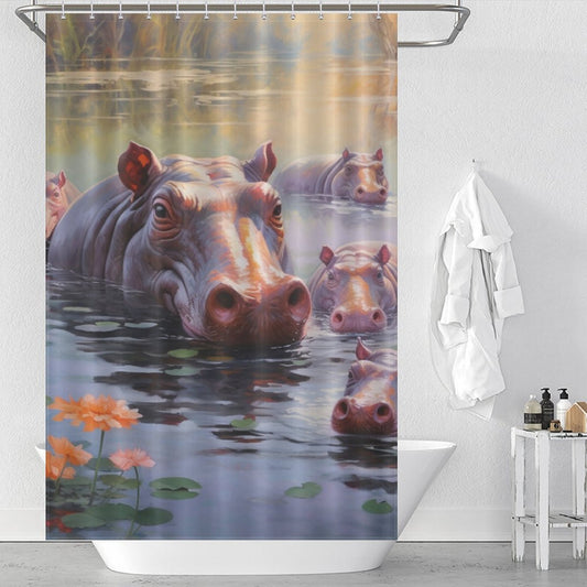 Hippo Shower Curtain Sun's Kiss