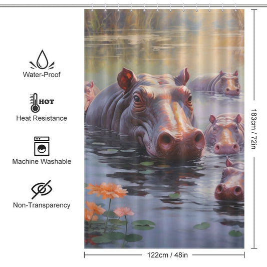 Hippo Shower Curtain Sun's Kiss
