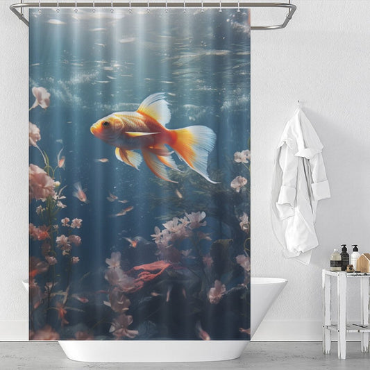 Inspirational goldfish shower curtain Lotus