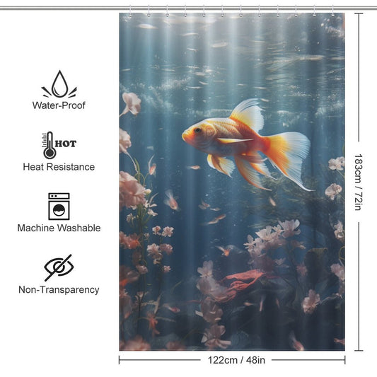 Inspirational goldfish shower curtain Lotus