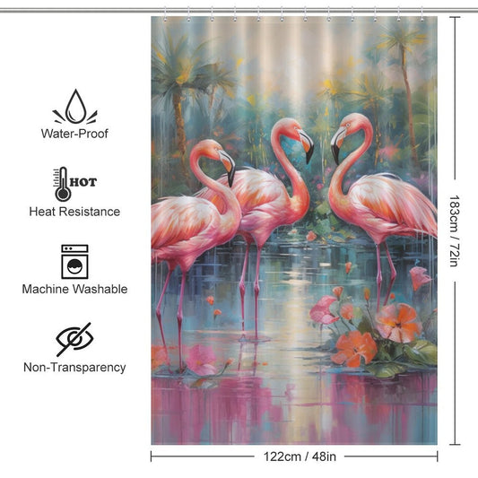 Joyful Avian Escape Flamingo Shower Curtain