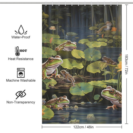 Joyful Frog Shower Curtain