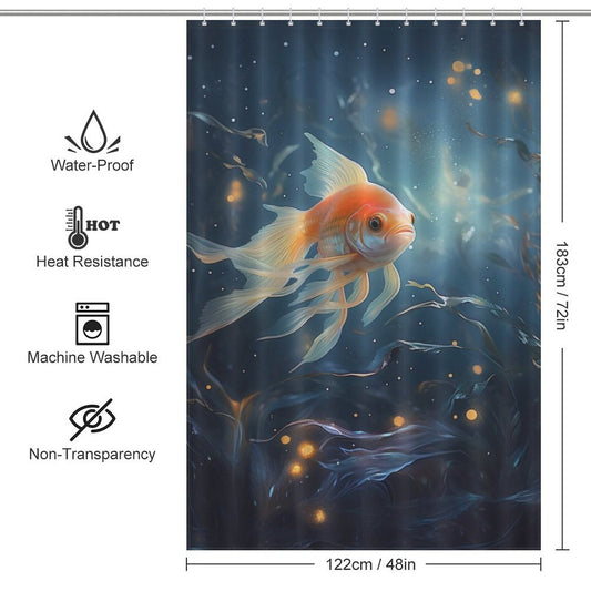 Joyful goldfish shower curtain Animated