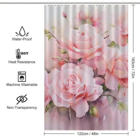Lush Petals Pink Rose Shower Curtain