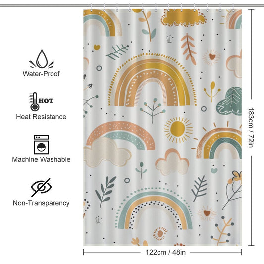 Minimalist Rainbow Boho Shower Curtain