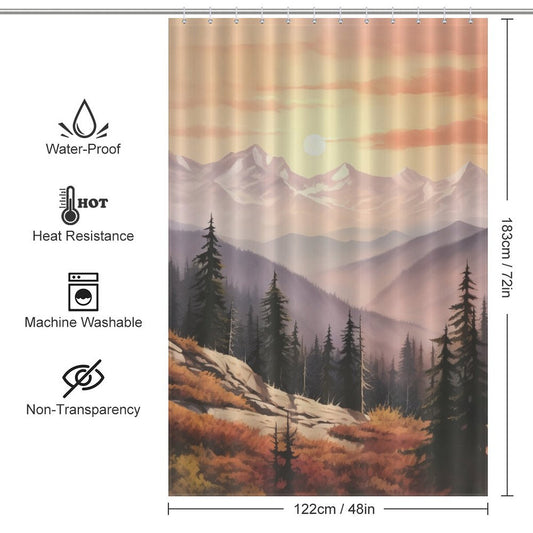 Modern Mountain Shower Curtain