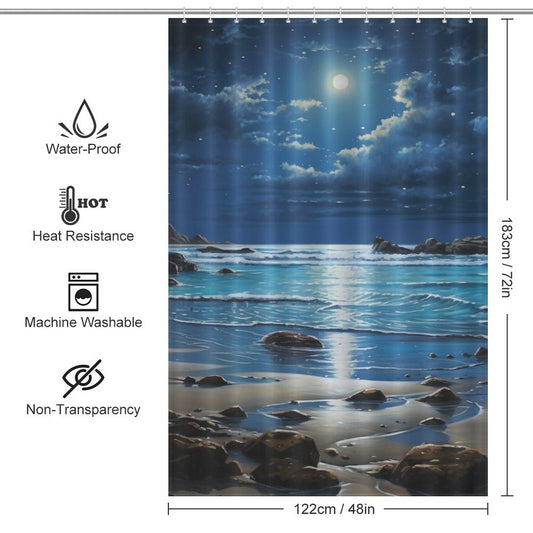 Moonlit Beach Shower Curtain Marine Life
