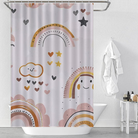 Morden Cute Rainbow Clouds Boho Shower Curtain