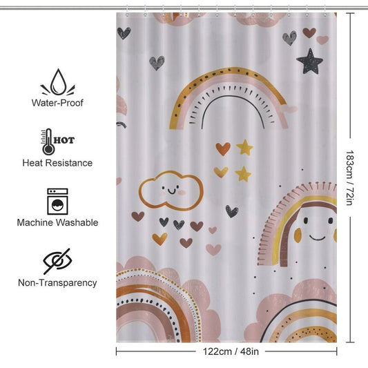 Morden Cute Rainbow Clouds Boho Shower Curtain