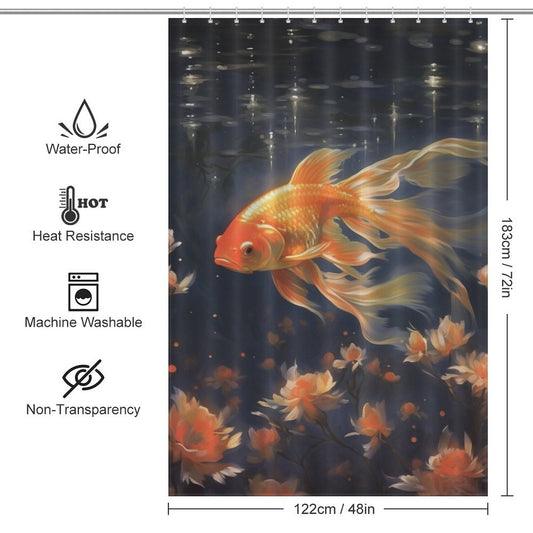 Mystical goldfish shower curtain Tranquil