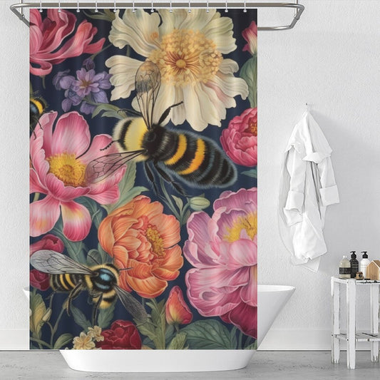 Nature-inspired Bumble Bee Shower Curtain