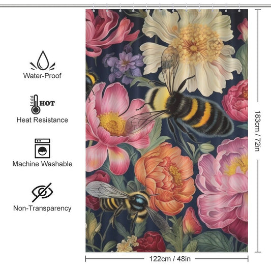 Nature-inspired Bumble Bee Shower Curtain