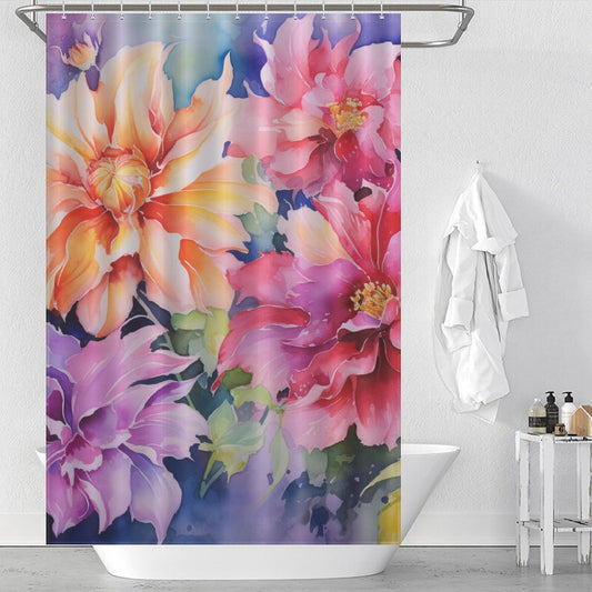Nature-inspired and Trendy Watercolor Floral Shower Curtain