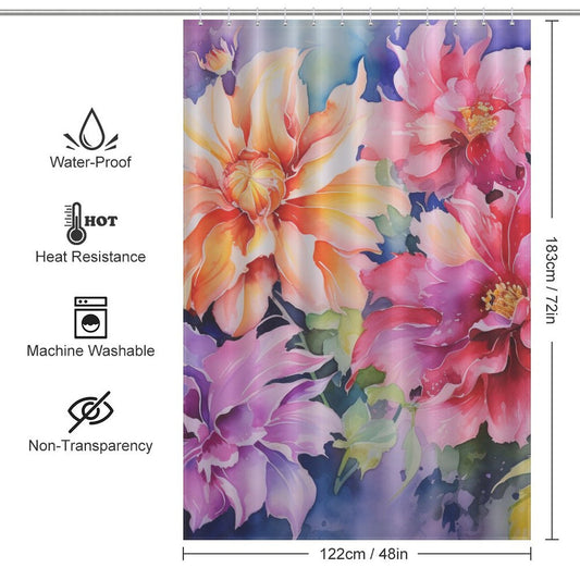 Nature-inspired and Trendy Watercolor Floral Shower Curtain