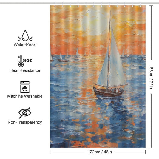 Nautical Mast Surfboards Beach Shower Curtain