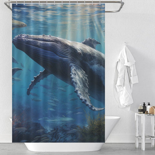 Nautical Serenity Whale Shower Curtain